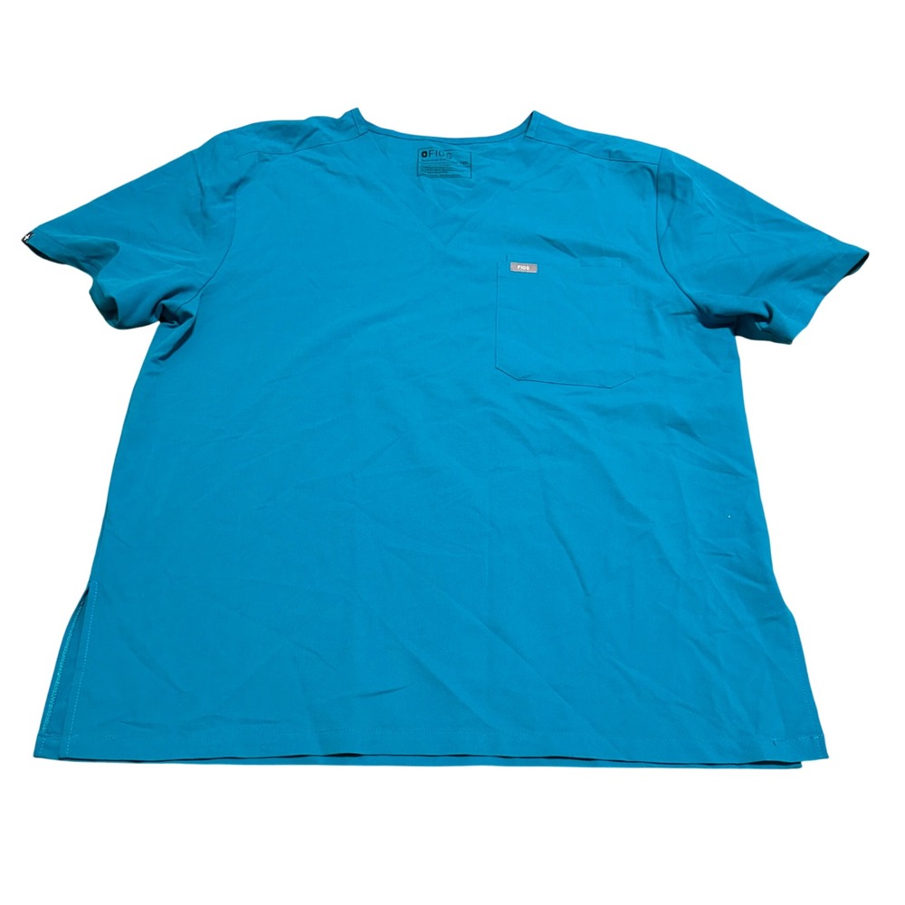 FIGS Technical Collection V-Neck Scrub Top Turquoise Blue Mens XXL‎ Short Sleeve